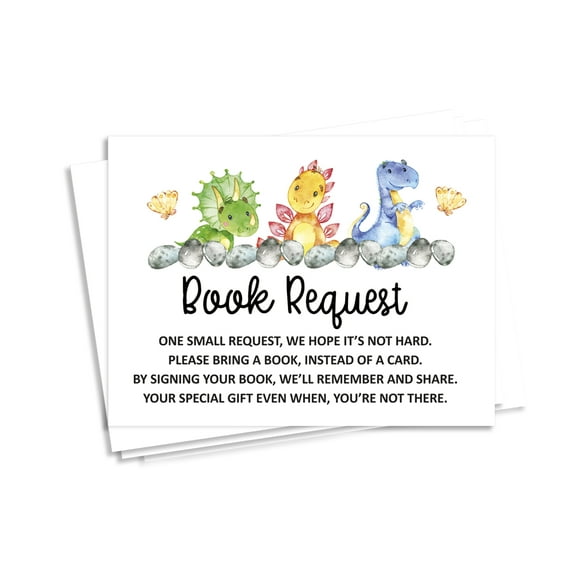 Inkdotpot 30Dinosaur Jungle Animals Baby Shower Book Request Cards Bring A Book Instead Of A Card Baby Shower Invitations Inserts Games