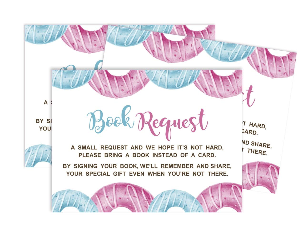 Inkdotpot 30Donuts He Or She Gender Reveal Baby Shower Book Request Cards Bring A Book Instead Of A Card Baby Shower Invitations Inserts Games