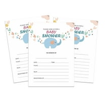Inkdotpot 30Elephant Jungle Animals Baby Shower Invitation Cards Gender Neutral Fill In Blank Invites
