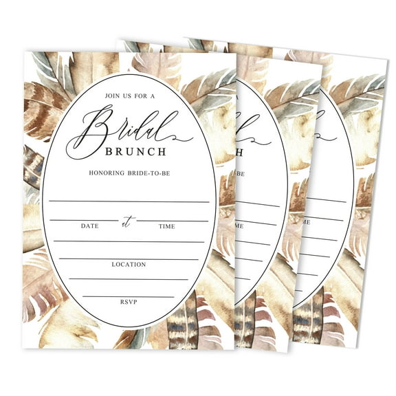 Inkdotpot 30FeathersFill-In Style Bridal Shower Invitations Wedding Blank Invites