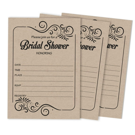 Inkdotpot 30Fill in Style KraftFill-In Style Bridal Shower Invitations Wedding Blank Invites