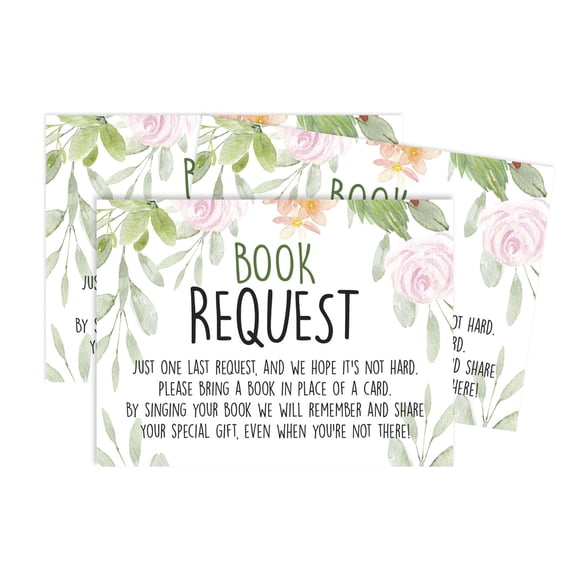 Inkdotpot 30Floral Gender Neutral Baby Shower Book Request Cards Bring A Book Instead Of A Card Baby Shower Invitations Inserts Games