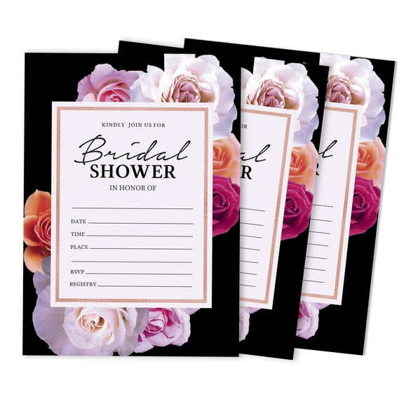 Inkdotpot 30FloralFill-In Style Bridal Shower Invitations Wedding Blank Invites