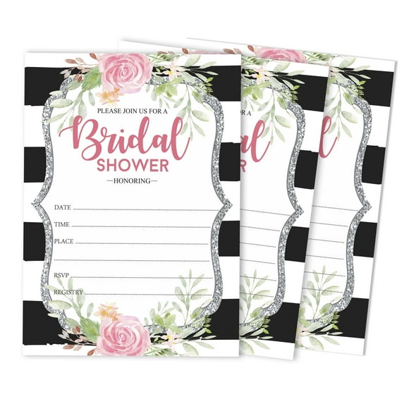 Inkdotpot 30FloralFill-In Style Bridal Shower Invitations Wedding Blank Invites