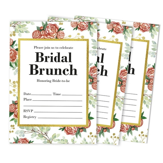 Inkdotpot 30FloralFill-In Style Bridal Shower Invitations Wedding Blank Invites