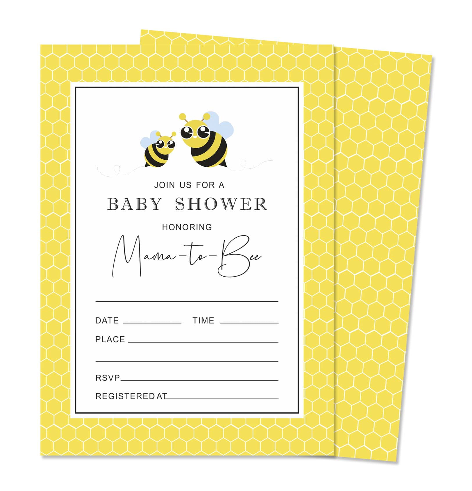 Inkdotpot 30Gender Neutral Baby Shower Invitation Cards Mommy Bee Fill In Blank Invites