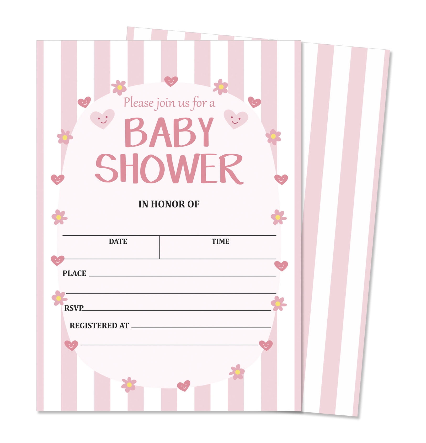 Inkdotpot 30Gender Neutral Baby Shower Invitation Cards Stripe Fill In Blank Invites