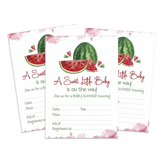 Inkdotpot 30Gender Neutral Baby Shower Invitation Cards Watermelon Fill In Blank Invites