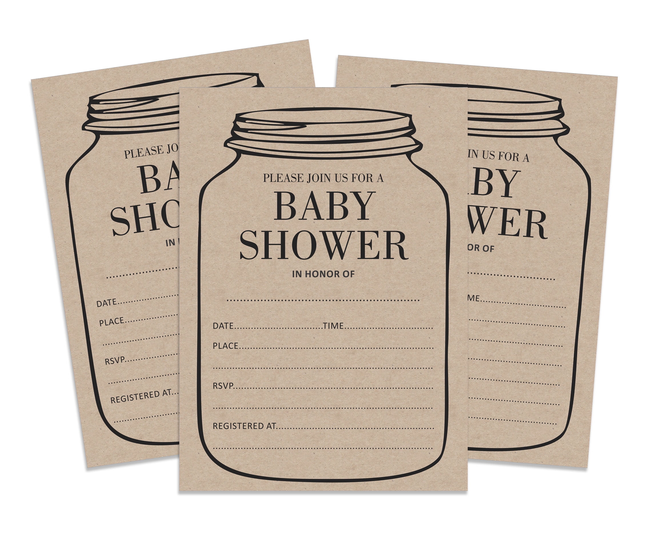 Inkdotpot 30Gender Neutral Baby Shower Rustic Invitation Cards Mason Jar Fill In Blank Invites