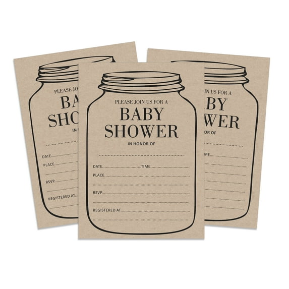 Inkdotpot 30Gender Neutral Baby Shower Rustic Invitation Cards Mason Jar Fill In Blank Invites