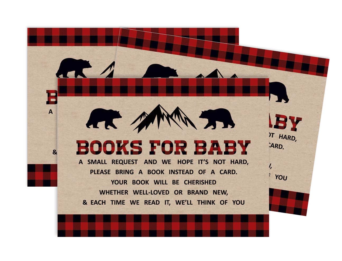 Inkdotpot 30Gender Neutral Lumberjack Baby Shower Rustic Book Request Cards Bring A Book Instead Of A Card Baby Shower Invitations Inserts Games