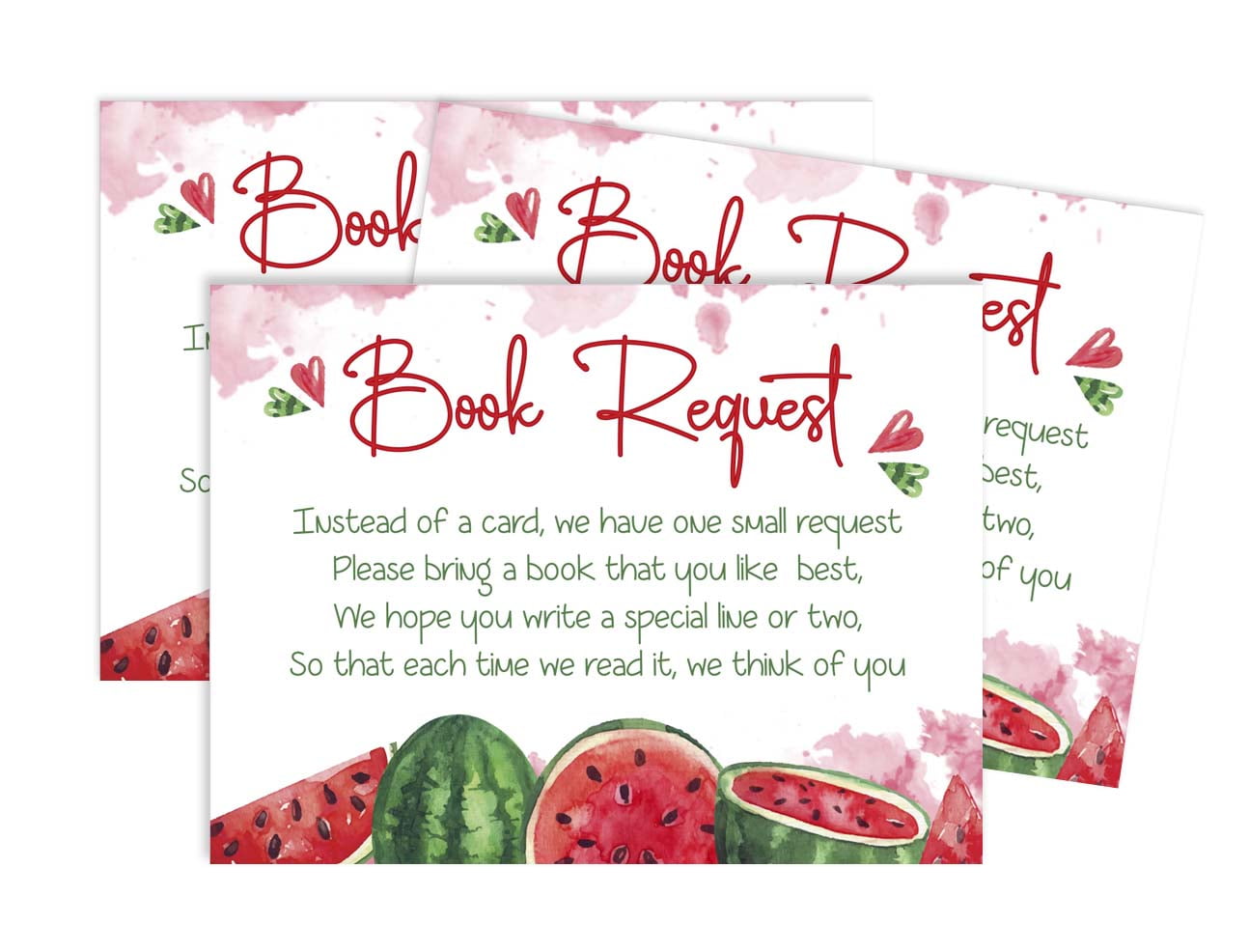 Inkdotpot 30Gender Neutral Watermelon Baby Shower Book Request Cards Bring A Book Instead Of A Card Baby Shower Invitations Inserts Games