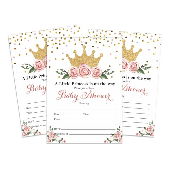 Inkdotpot 30Gender Reveal Baby Shower Invitation Cards Princess Fill In Blank Invites