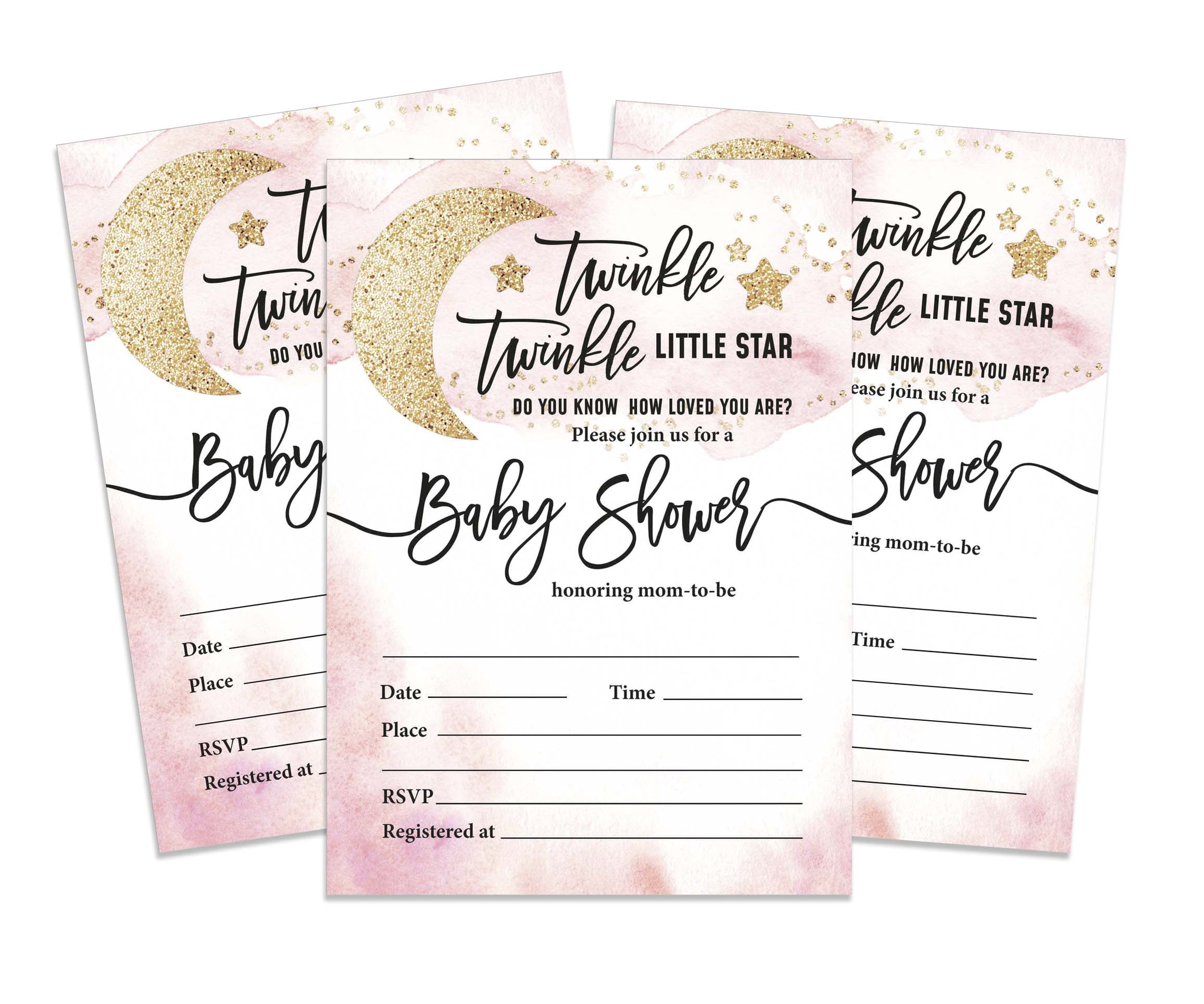 Inkdotpot 30Gender Reveal Baby Shower Invitation Cards Twinkle Twinkle Little Star Fill In Blank Invites