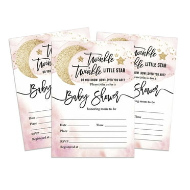 Inkdotpot 30Gender Reveal Baby Shower Invitation Cards Twinkle Twinkle Little Star Fill In Blank Invites
