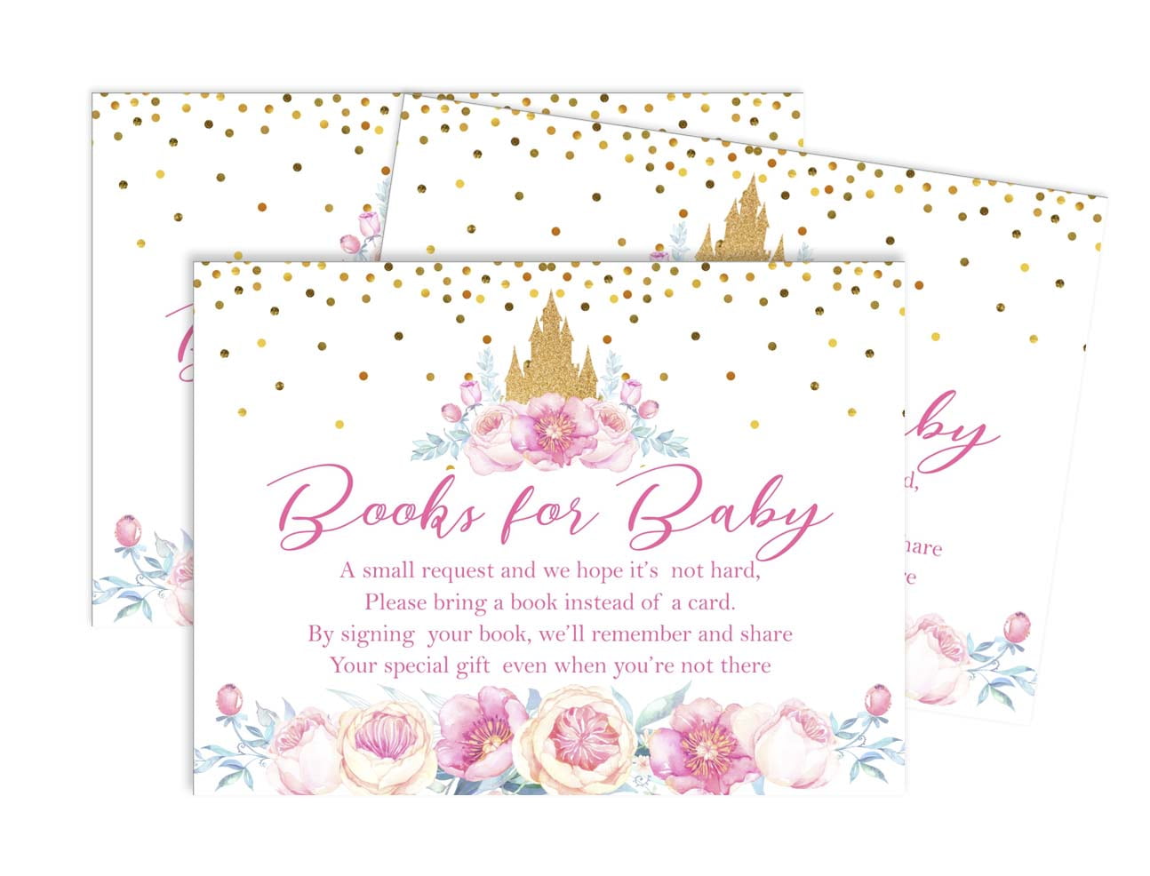 Inkdotpot 30Gender Reveal Princess Baby Shower Book Request Cards Bring A Book Instead Of A Card Baby Shower Invitations Inserts Games