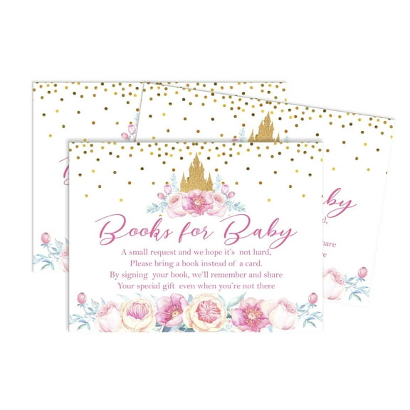Inkdotpot 30Gender Reveal Princess Baby Shower Book Request Cards Bring A Book Instead Of A Card Baby Shower Invitations Inserts Games