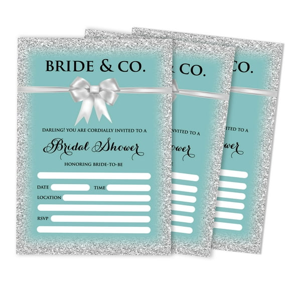 Inkdotpot 30GlitterFill-In Style Bridal Shower Invitations Wedding Blank Invites
