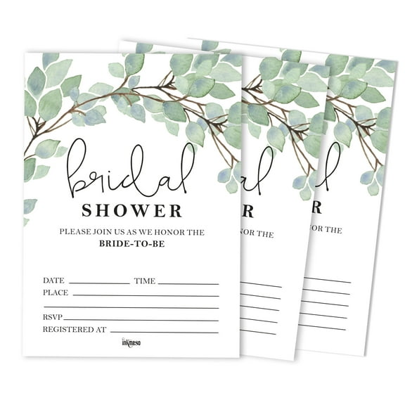 Inkdotpot 30GreeneryFill-In Style Bridal Shower Invitations Wedding Blank Invites