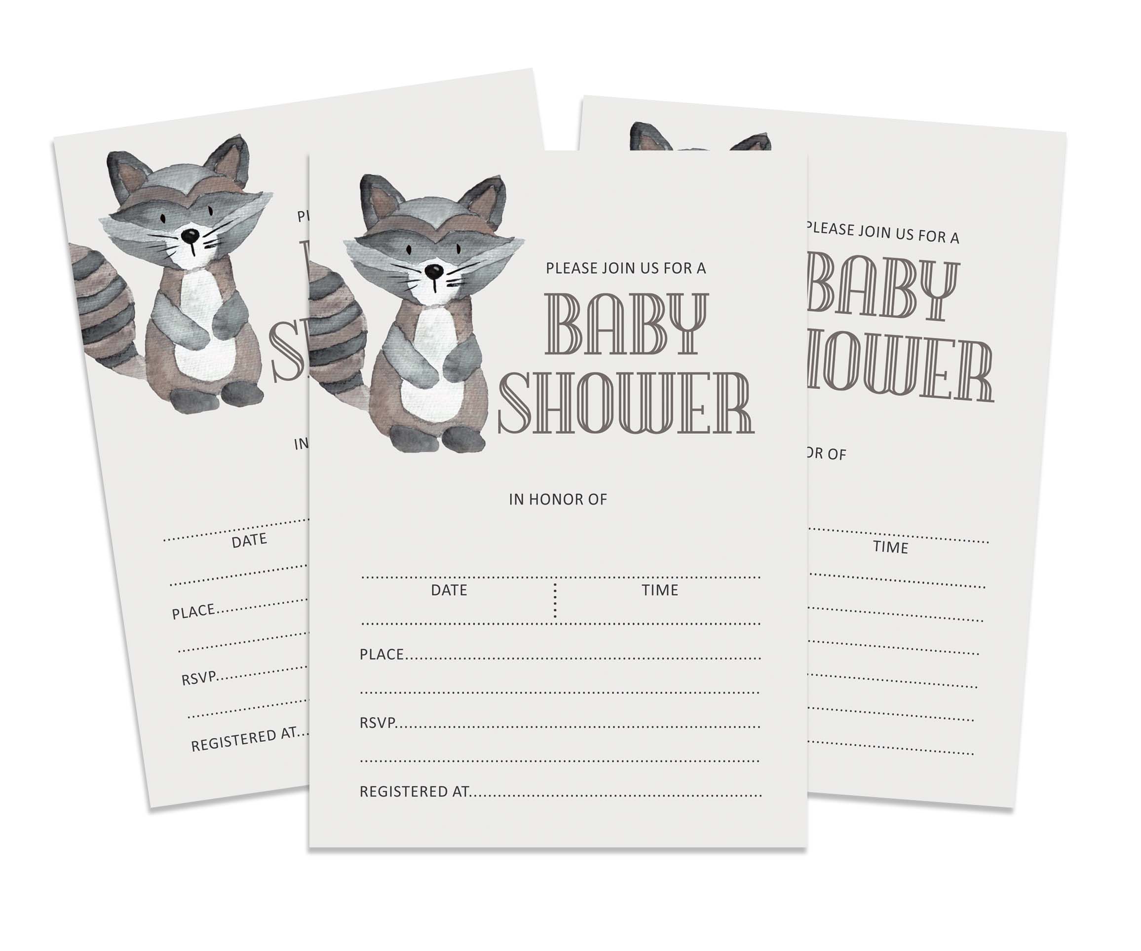 Inkdotpot 30Jungle Animals Baby Shower Invitation Cards Gender Neutral Fill In Blank Invites