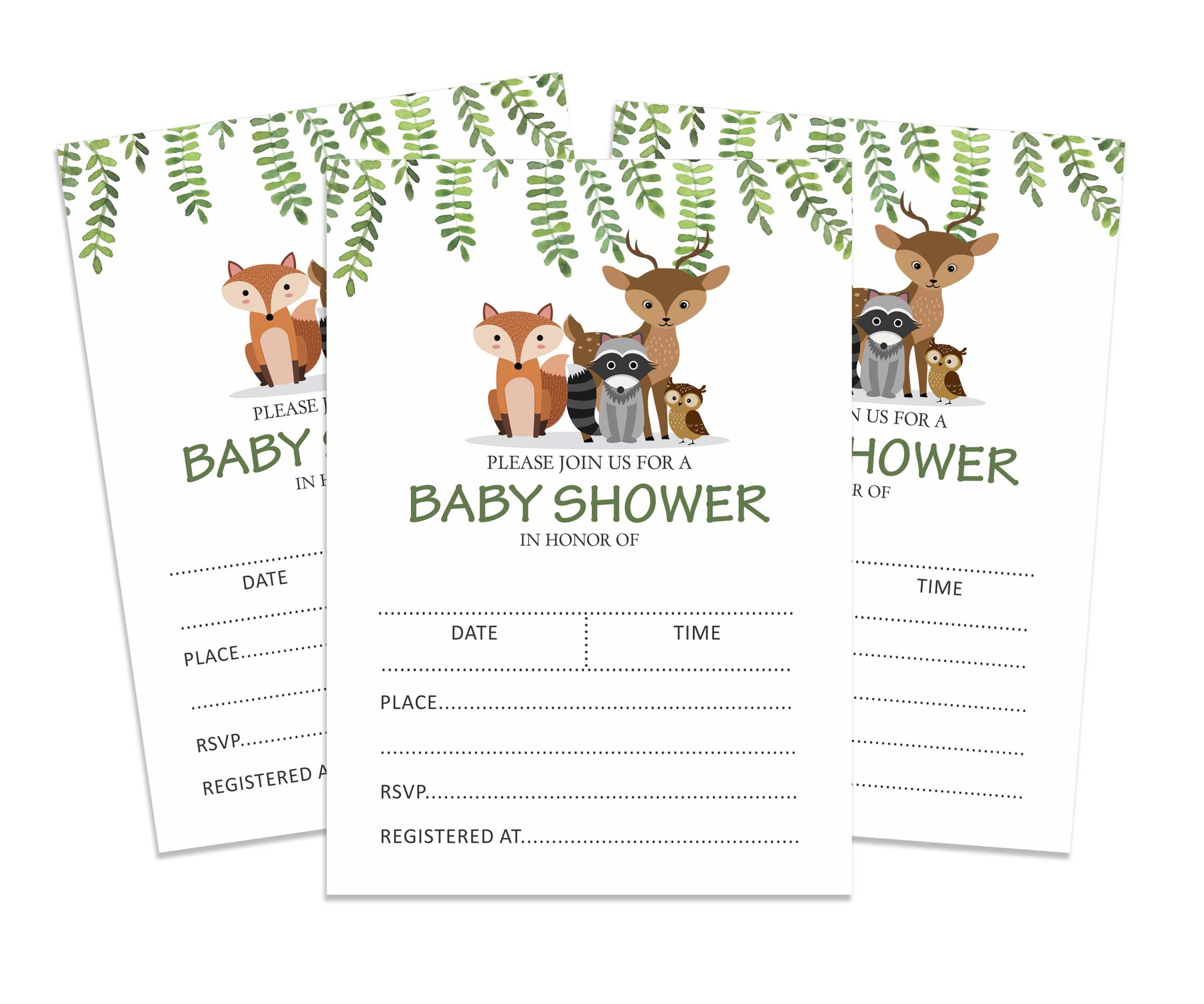 Inkdotpot 30Jungle Animals Baby Shower Invitation Cards Gender Neutral Fill In Blank Invites