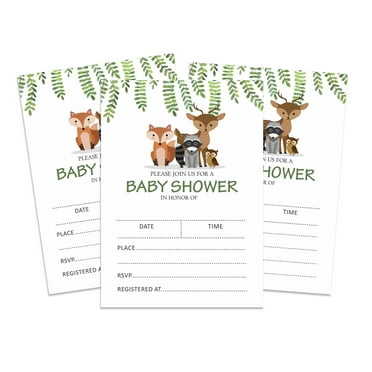 Inkdotpot 30Jungle Animals Baby Shower Invitation Cards Gender Neutral Fill In Blank Invites