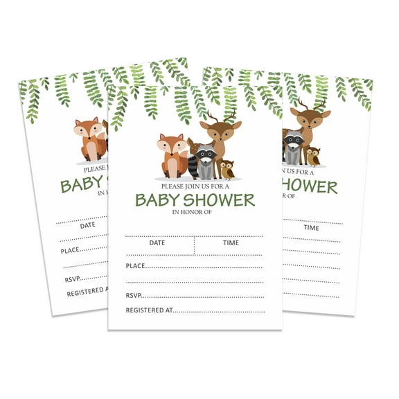 Inkdotpot 30Jungle Animals Baby Shower Invitation Cards Gender Neutral Fill In Blank Invites