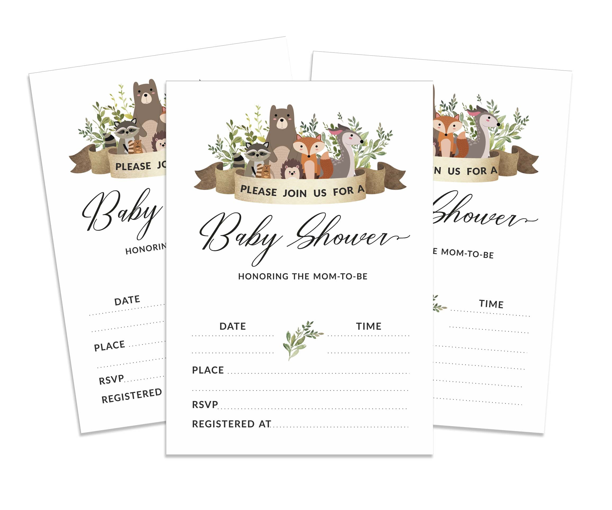 Inkdotpot 30Jungle Animals Baby Shower Invitation Cards Gender Neutral Fill In Blank Invites