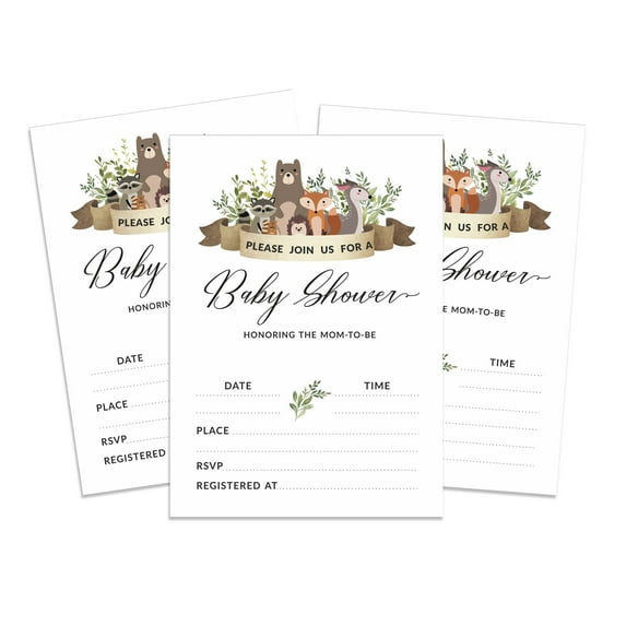 Inkdotpot 30Jungle Animals Baby Shower Invitation Cards Gender Neutral Fill In Blank Invites