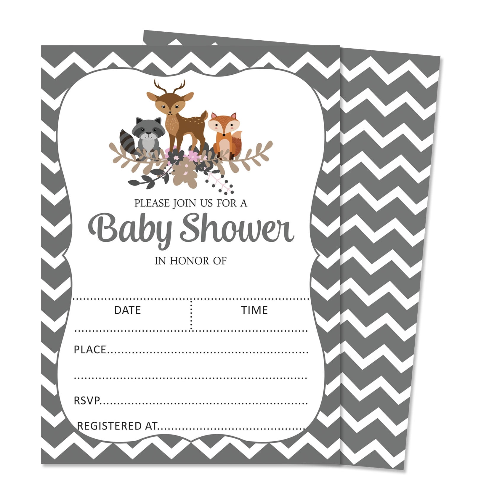 Inkdotpot 30Jungle Animals Baby Shower Invitation Cards Gender Neutral Fill In Blank Invites