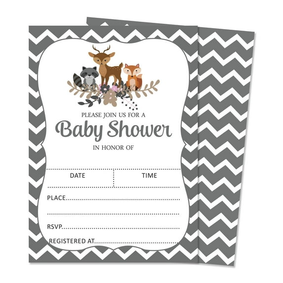 Inkdotpot 30Jungle Animals Baby Shower Invitation Cards Gender Neutral Fill In Blank Invites