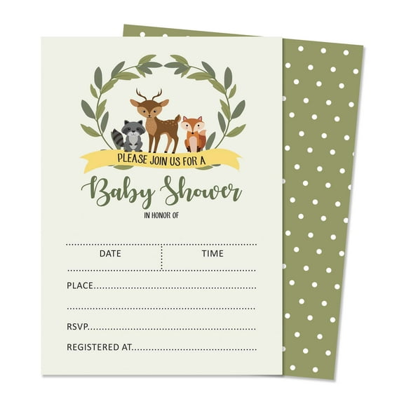 Inkdotpot 30Jungle Animals Baby Shower Invitation Cards Gender Neutral Fill In Blank Invites
