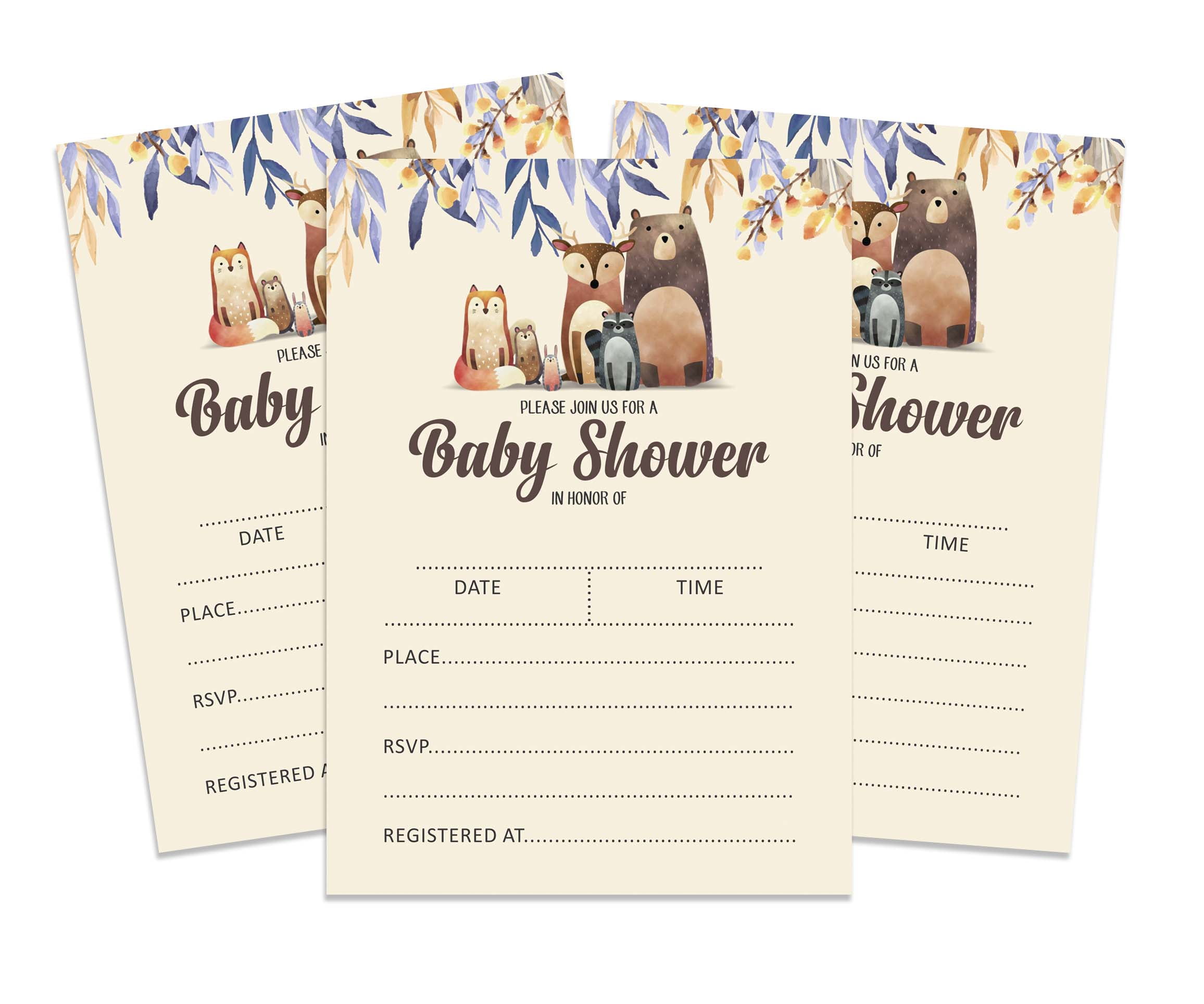 Inkdotpot 30Jungle Animals Baby Shower Invitation Cards Gender Neutral Fill In Blank Invites