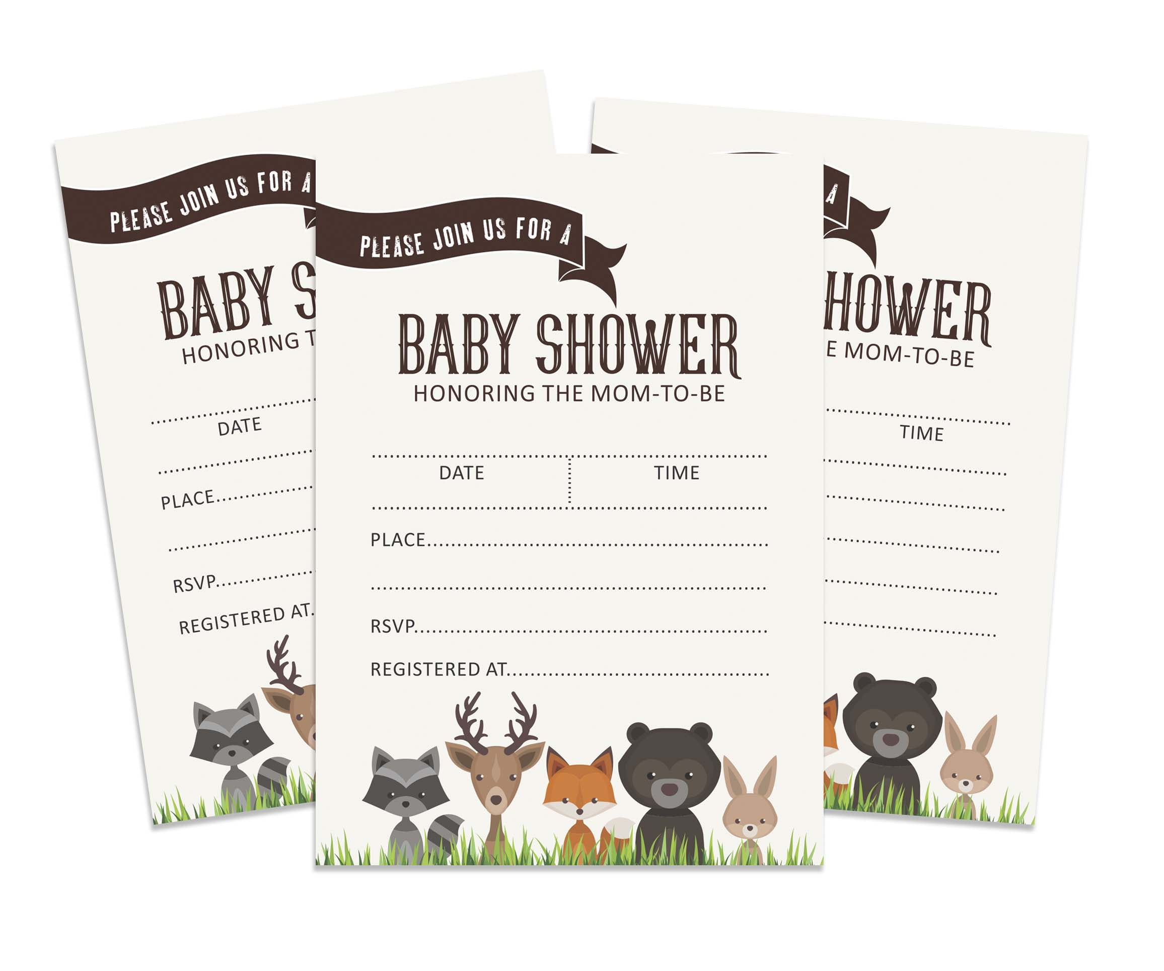 Inkdotpot 30Jungle Animals Baby Shower Invitation Cards Gender Neutral Fill In Blank Invites