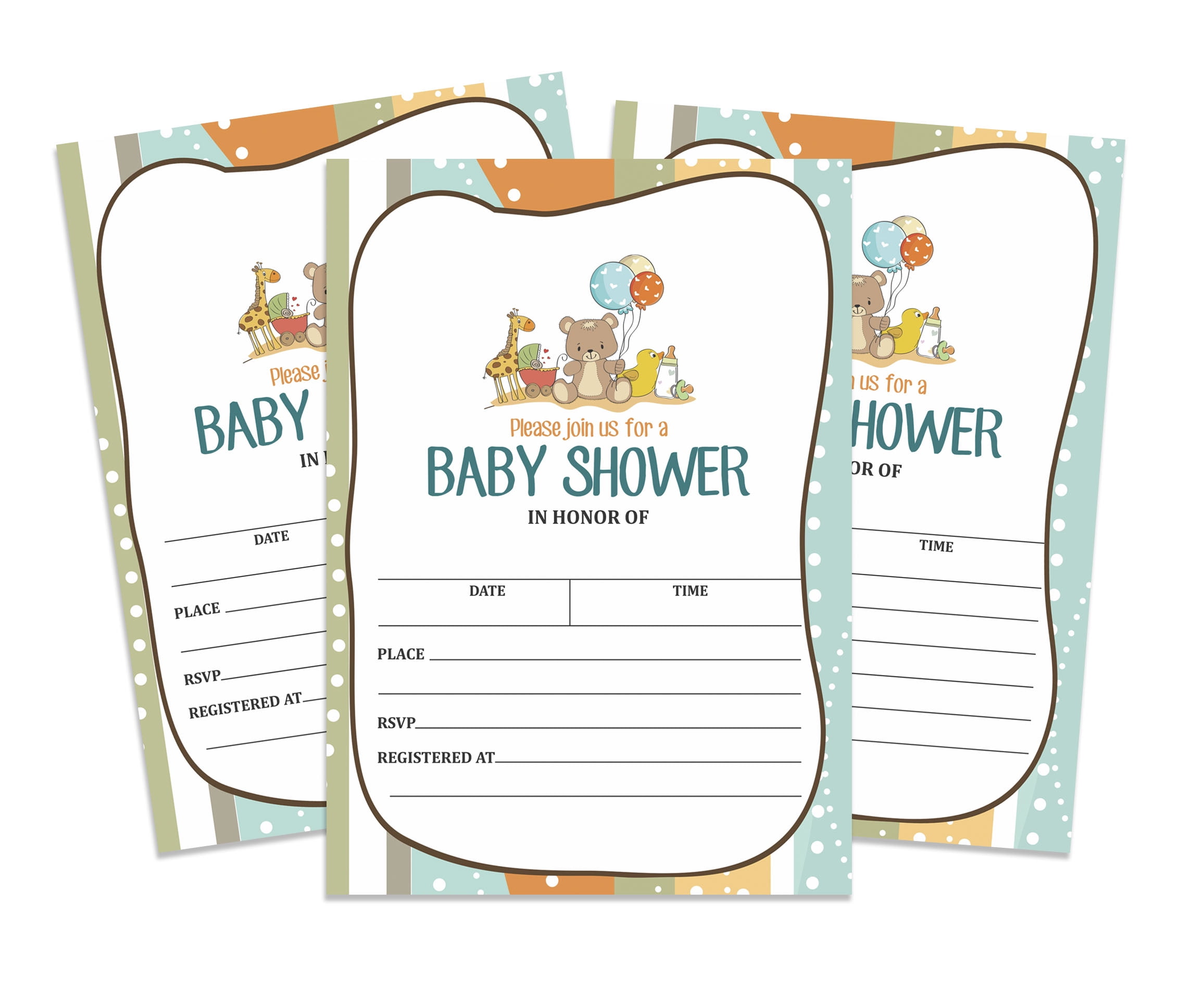 Inkdotpot 30Jungle Animals Baby Shower Invitation Cards Gender Neutral Fill In Blank Invites