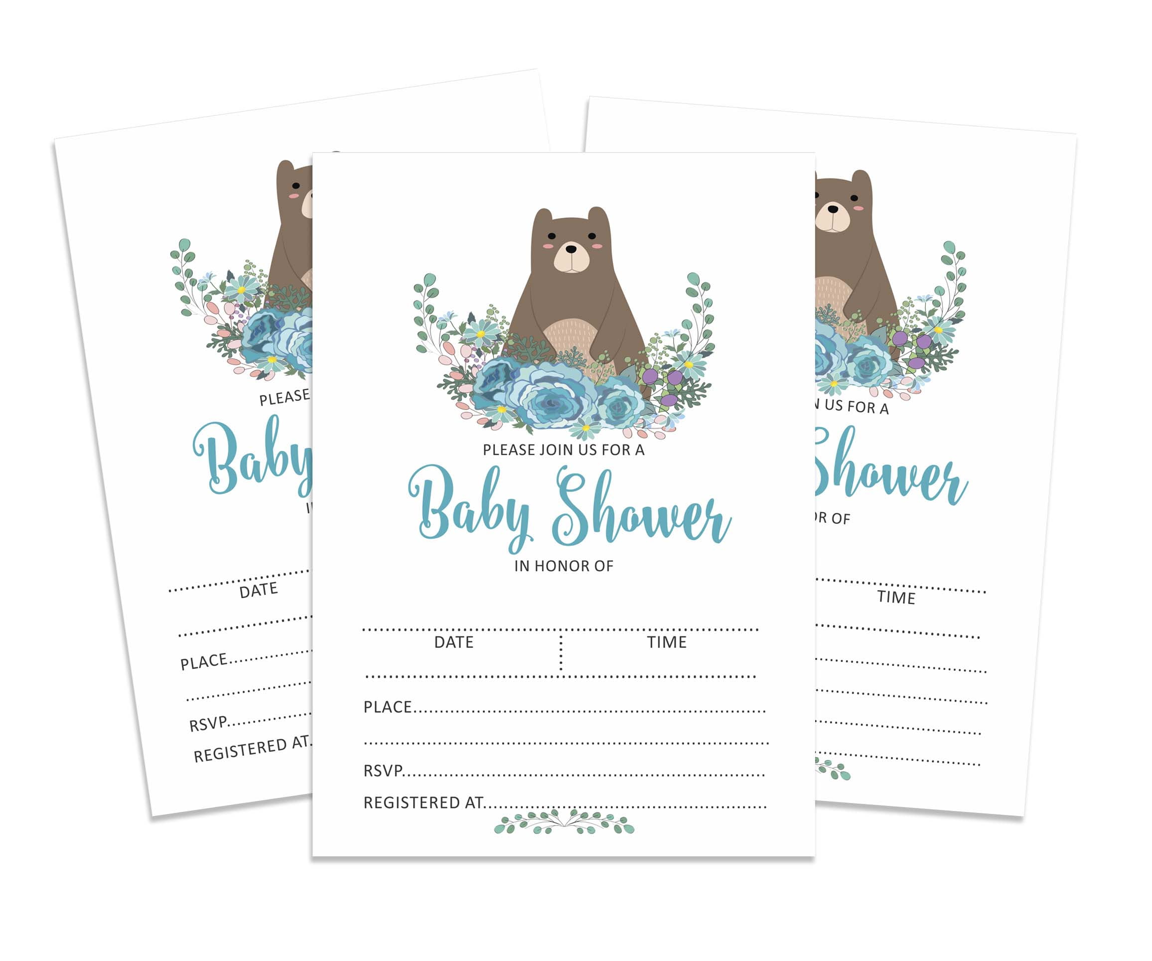 Inkdotpot 30Jungle Animals Baby Shower Invitation Cards Gender Neutral Fill In Blank Invites