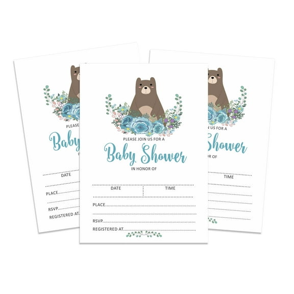 Inkdotpot 30Jungle Animals Baby Shower Invitation Cards Gender Neutral Fill In Blank Invites