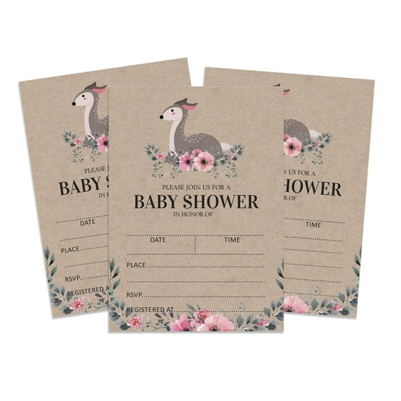 Inkdotpot 30Jungle Animals Baby Shower Rustic Invitation Cards Its a Boy Its a Girl Fill In Blank Invites
