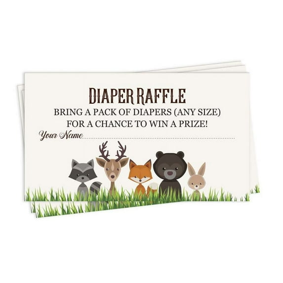 Inkdotpot 30Jungle Animals Baby ShowerDiaper Raffle Ticket Lottery Insert Cards Supplies Games For Baby Shower Party Bring A Pack Of Diapers To Win Favors Gifts And Prizes