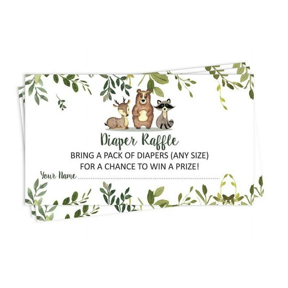 Inkdotpot 30Jungle Animals Baby ShowerDiaper Raffle Ticket Lottery Insert Cards Supplies Games For Baby Shower Party Bring A Pack Of Diapers To Win Favors Gifts And Prizes