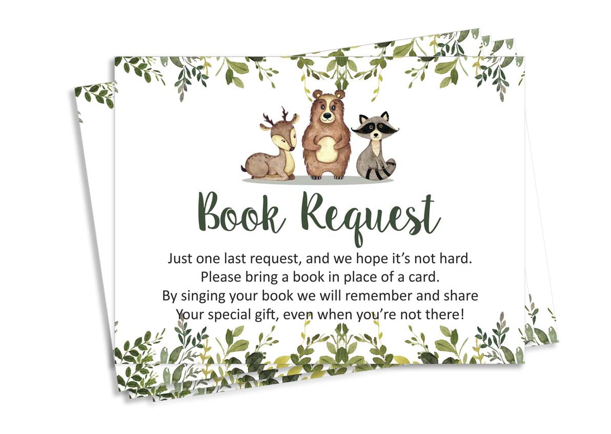 Inkdotpot 30Jungle Animals Gender Neutral Baby Shower Book Request Cards Bring A Book Instead Of A Card Baby Shower Invitations Inserts Games