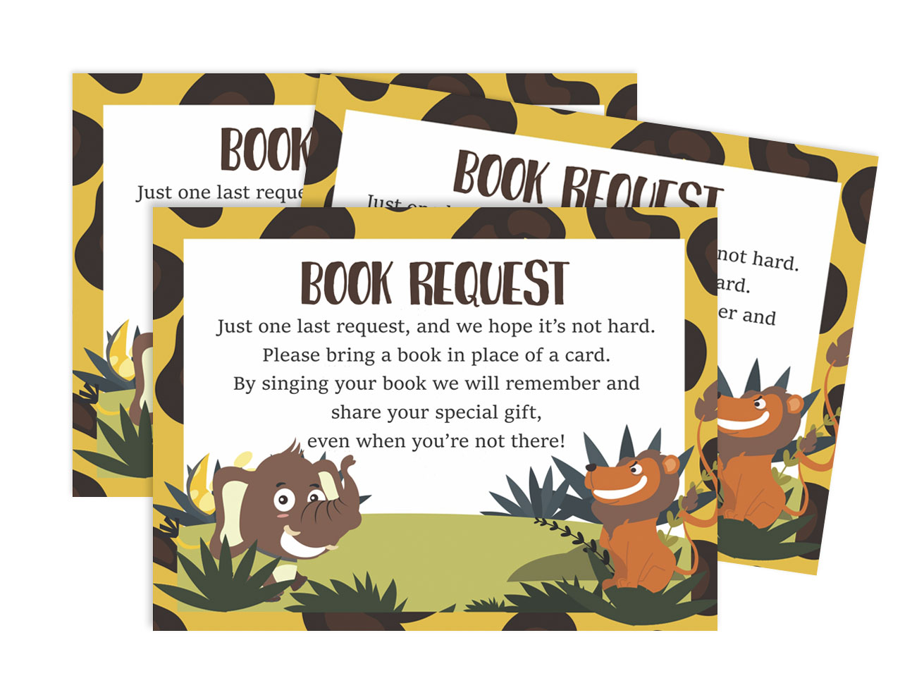 Inkdotpot 30Jungle Animals Gender Neutral Baby Shower Book Request Cards Bring A Book Instead Of A Card Baby Shower Invitations Inserts Games