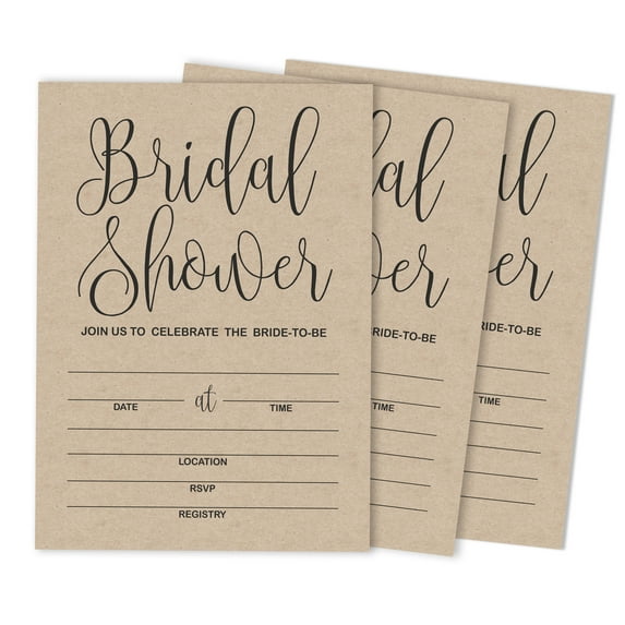 Inkdotpot 30Kraft RusticFill-In Style Bridal Shower Invitations Wedding Blank Invites