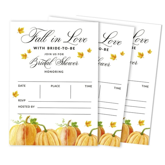 Inkdotpot 30PumpkinFill-In Style Bridal Shower Invitations Wedding Blank Invites