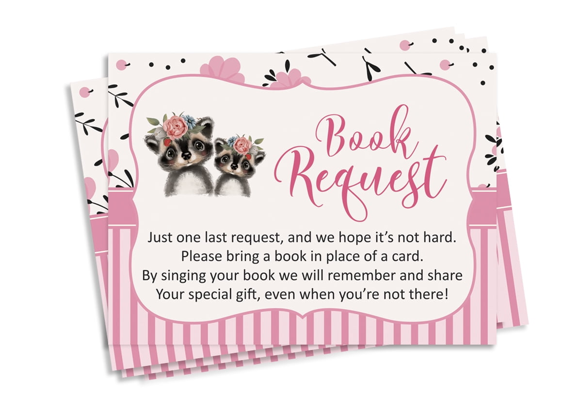 Inkdotpot 30Raccoon Jungle Animals Baby Shower Book Request Cards Bring A Book Instead Of A Card Baby Shower Invitations Inserts Games