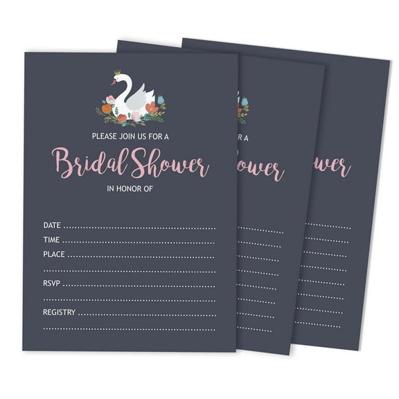 Inkdotpot 30SwanFill-In Style Bridal Shower Invitations Wedding Blank Invites