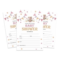 Inkdotpot 30Teddy Bear Baby Shower Invitation Cards Gender Neutral Fill In Blank Invites