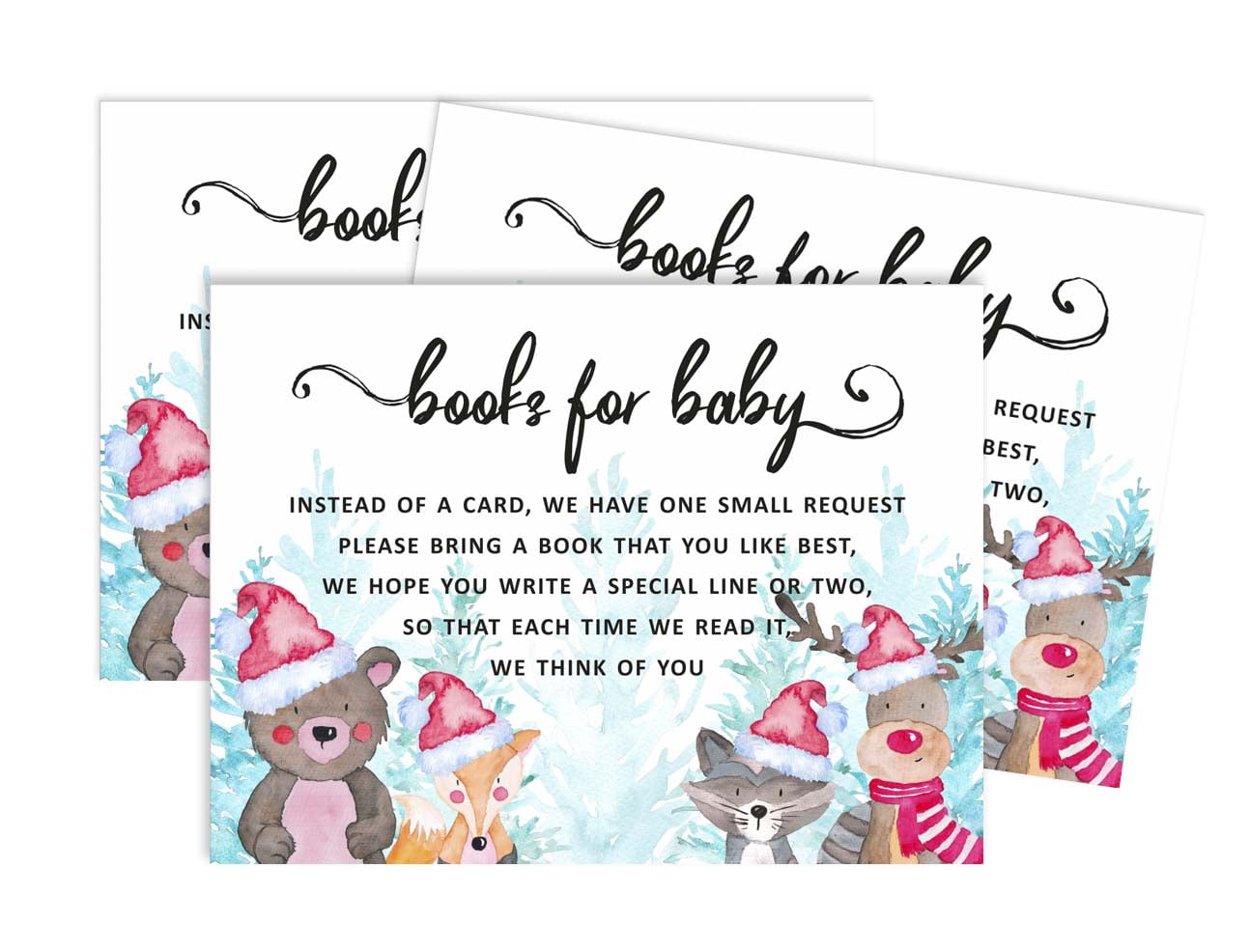 Inkdotpot 30Winter Jungle Theme Gender Neutral Baby Shower Book Request Cards Bring A Book Instead Of A Card Baby Shower Invitations Inserts Games