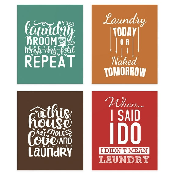 Inkdotpot 4 PieceLaundryPosterforLaundryRoom DecorLaundry ,LaundryRoomPostersWall Art Signs Wall Decor for HomeLaundry-12x18 Inch