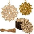 thumbnail image 1 of Inkdotpot 40pcs Snowflakes Wooden Ornament with Holes 3.5" Unfinished Predrilled Natural Wood Slices for Crafts Wooden DIY Christmas Ornaments Hanging Ropes Included, 1 of 1